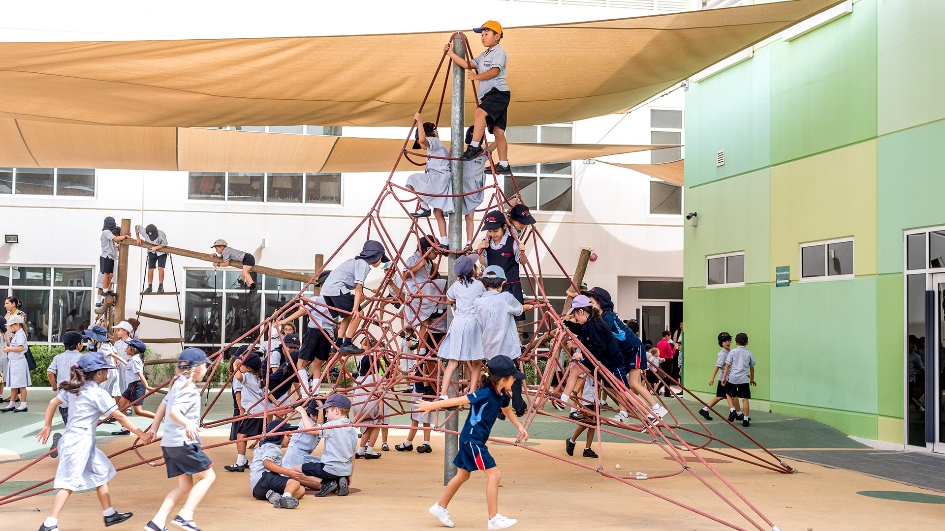 photo of Pupils on using the jungle gym